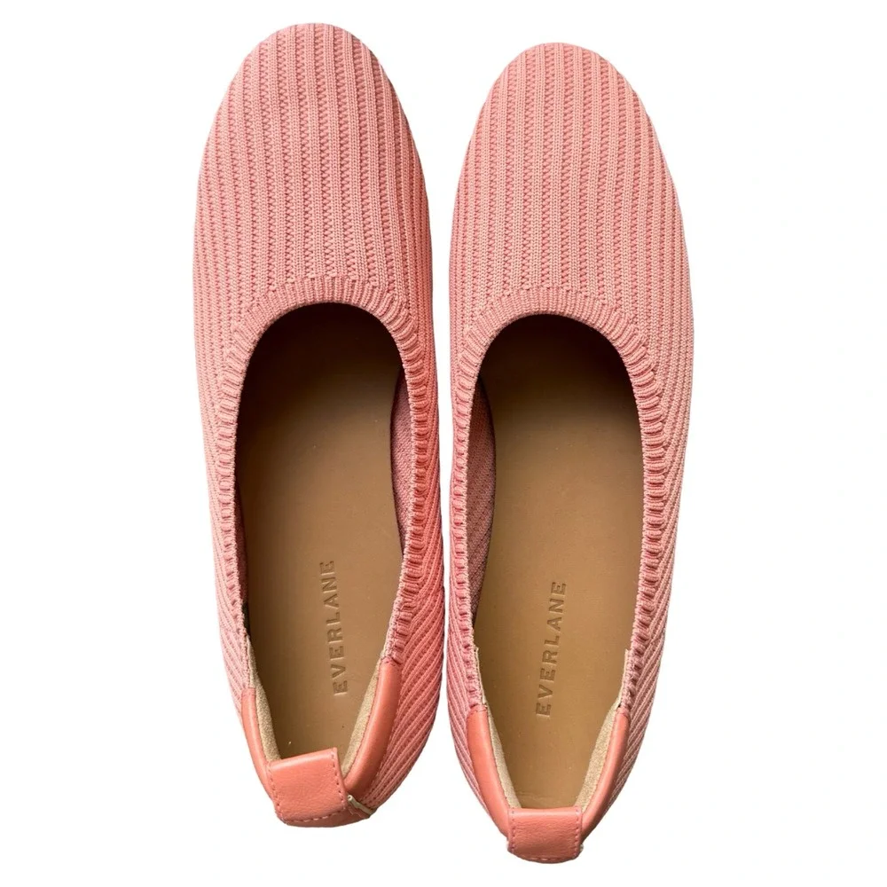 Everlane The Day Glove ReKnit Ballet Flats Pink Coral Knit Shoes Womens 9